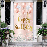 Lofaris Rose Gold Balloons Diamond Girls Birthday Door Cover
